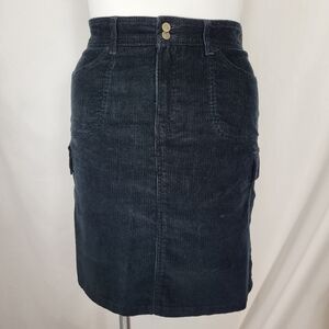 Eddie Bauer Black Corduroy Cargo SKIRT Womens Size 8 Pockets Side Slits NWT